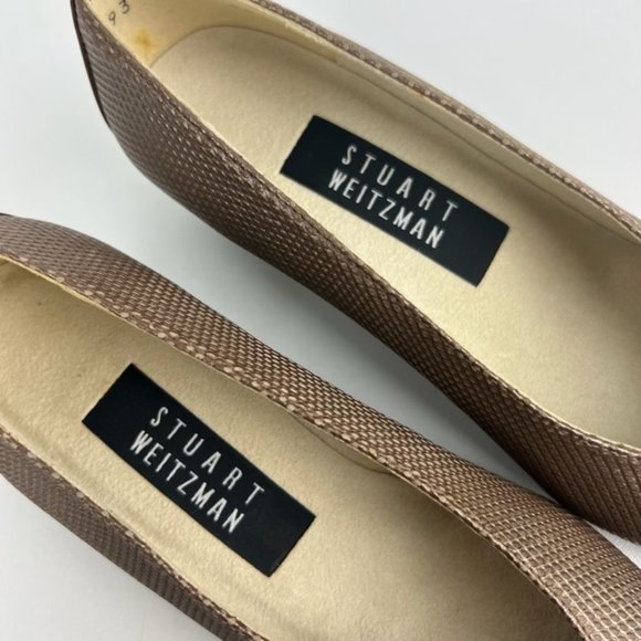 Stuart Weitzman Womens Kitten Heel Pumps Brown Bronze Snake Print size 4.5 - Picture 12 of 14